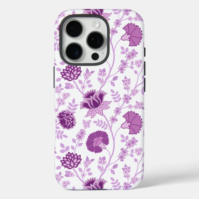 Jacobean Floral Big Pattern Pinks on White Case-Mate iPhone Case (Back)