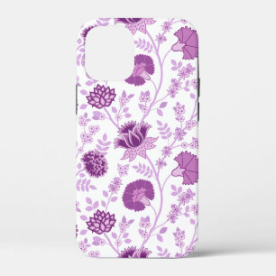 Jacobean Floral Big Pattern Pinks on White iPhone 12 Mini Case