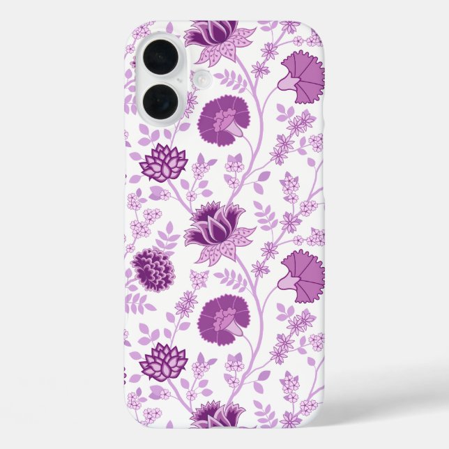 Jacobean Floral Big Pattern Pinks on White Case-Mate iPhone Case (Back)