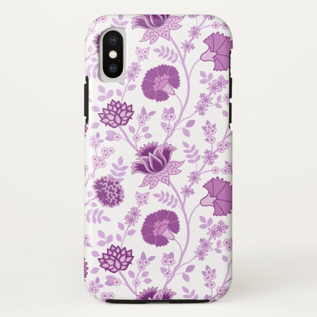 Jacobean Floral Big Pattern Pinks on White Case-Mate iPhone Case (Back)