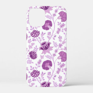 Jacobean Floral Big Pattern Pinks on White iPhone 12 Mini Case