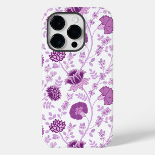 Jacobean Floral Big Pattern Pinks on White Case-Mate iPhone 14 Pro Case