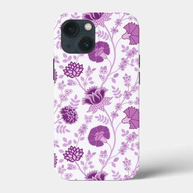 Jacobean Floral Big Pattern Pinks on White Case-Mate iPhone Case (Back)