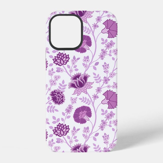 Jacobean Floral Big Pattern Pinks on White iPhone Case (Back)