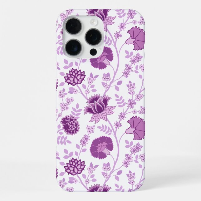 Jacobean Floral Big Pattern Pinks on White iPhone Case (Back)