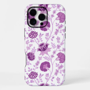 Jacobean Floral Big Pattern Pinks on White iPhone 16 Pro Max Case