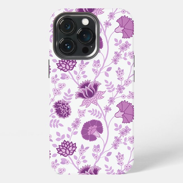 Jacobean Floral Big Pattern Pinks on White iPhone Case (Back)