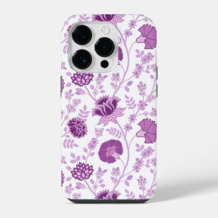 Jacobean Floral Big Pattern Pinks on White iPhone 14 Pro Case