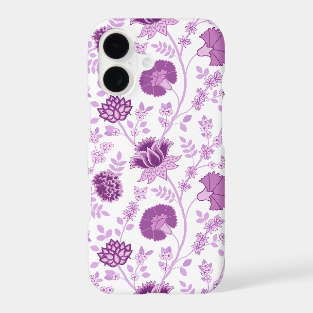 Jacobean Floral Big Pattern Pinks on White iPhone Case (Back)