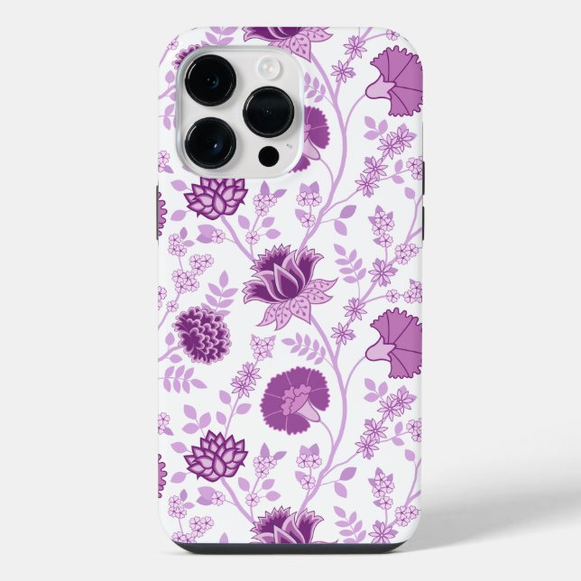 Jacobean Floral Big Pattern Pinks on White iPhone Case (Back)