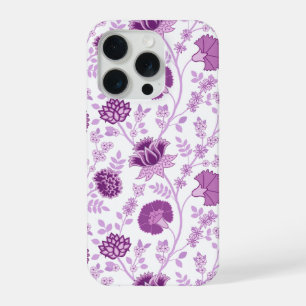 Jacobean Floral Big Pattern Pinks on White iPhone 15 Pro Case