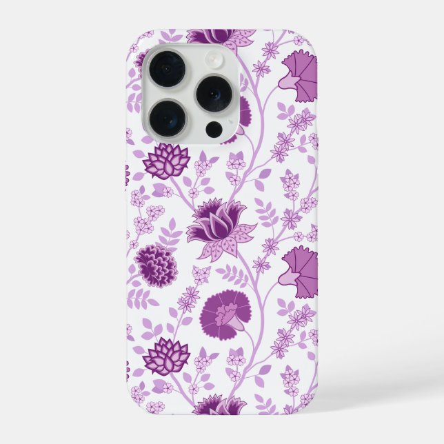 Jacobean Floral Big Pattern Pinks on White iPhone Case (Back)