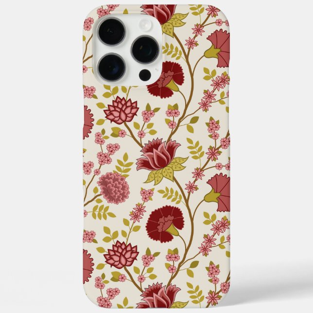 Jacobean Floral Big Pattern Reds Pinks Gold Cream Case-Mate iPhone Case (Back)