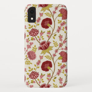 Jacobean Floral Big Pattern Reds Pinks Gold Cream iPhone XR Case