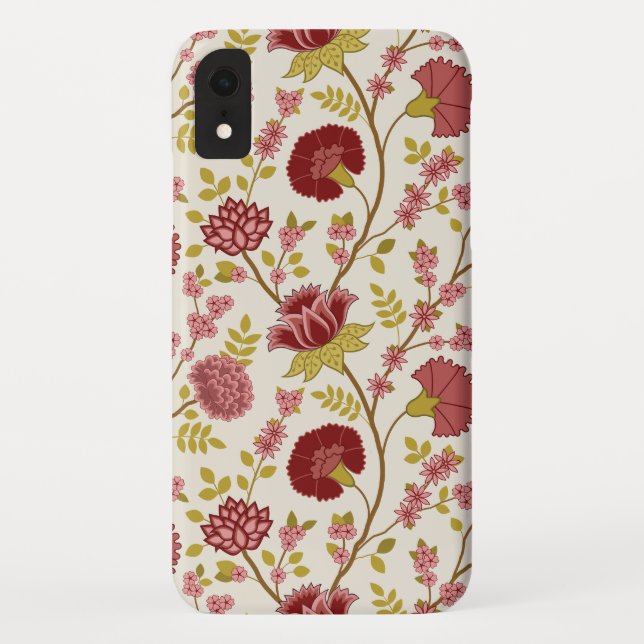 Jacobean Floral Big Pattern Reds Pinks Gold Cream Case-Mate iPhone Case (Back)