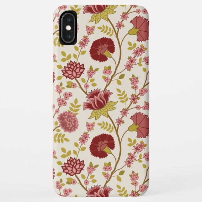 Jacobean Floral Big Pattern Reds Pinks Gold Cream Case-Mate iPhone Case (Back)