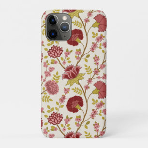 Jacobean Floral Big Pattern Reds Pinks Gold Cream iPhone 11 Pro Case