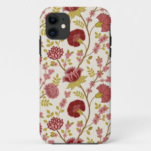 Jacobean Floral Big Pattern Reds Pinks Gold Cream iPhone 11 Case