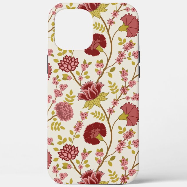 Jacobean Floral Big Pattern Reds Pinks Gold Cream Case-Mate iPhone Case (Back)