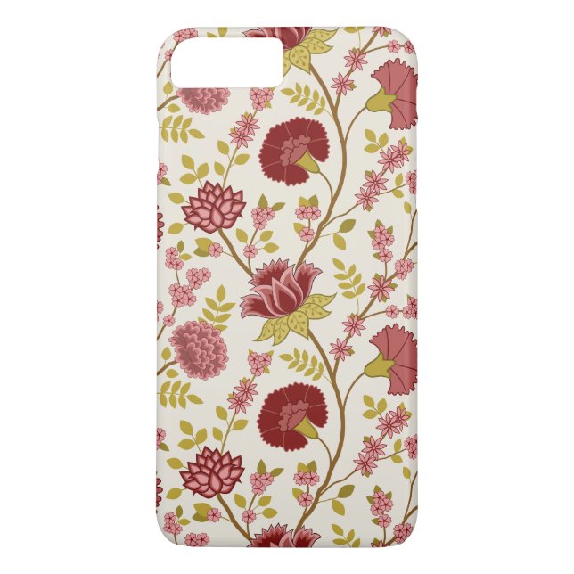 Jacobean Floral Big Pattern Reds Pinks Gold Cream Case-Mate iPhone Case (Back)