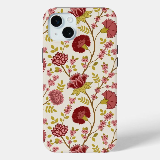 Jacobean Floral Big Pattern Reds Pinks Gold Cream Case-Mate iPhone Case (Back)