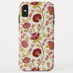 Jacobean Floral Big Pattern Reds Pinks Gold Cream iPhone XS Max Case
