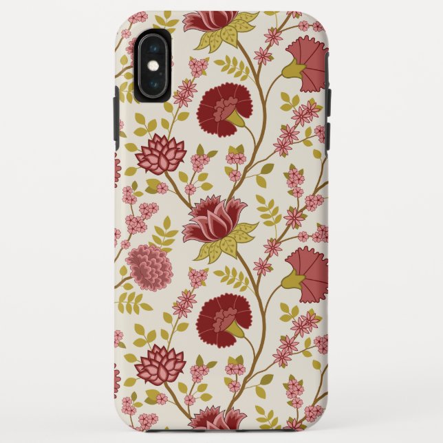 Jacobean Floral Big Pattern Reds Pinks Gold Cream Case-Mate iPhone Case (Back)