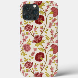 Jacobean Floral Big Pattern Reds Pinks Gold Cream iPhone 13 Pro Max Case