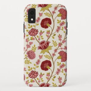 Jacobean Floral Big Pattern Reds Pinks Gold Cream iPhone XR Case