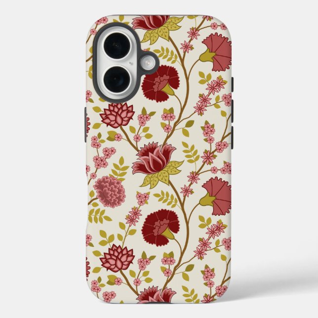 Jacobean Floral Big Pattern Reds Pinks Gold Cream Case-Mate iPhone Case (Back)