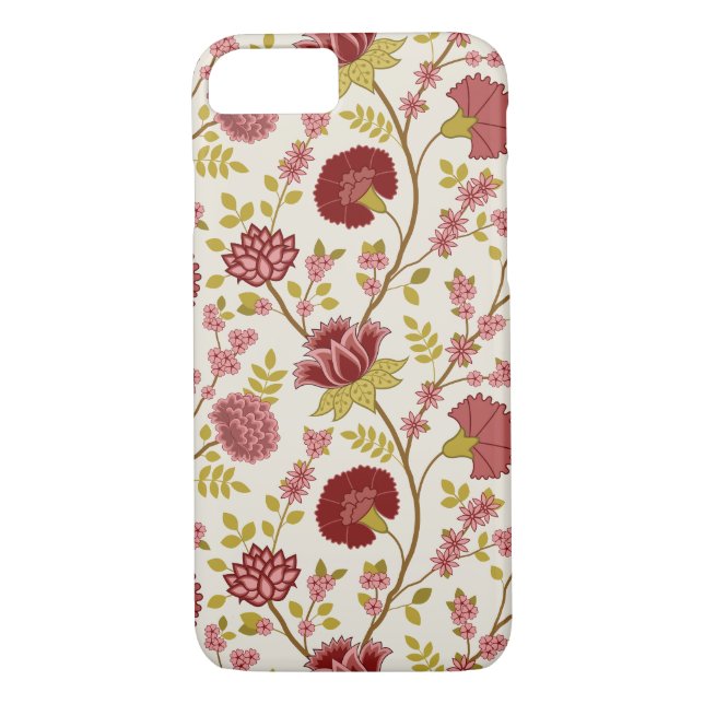 Jacobean Floral Big Pattern Reds Pinks Gold Cream Case-Mate iPhone Case (Back)