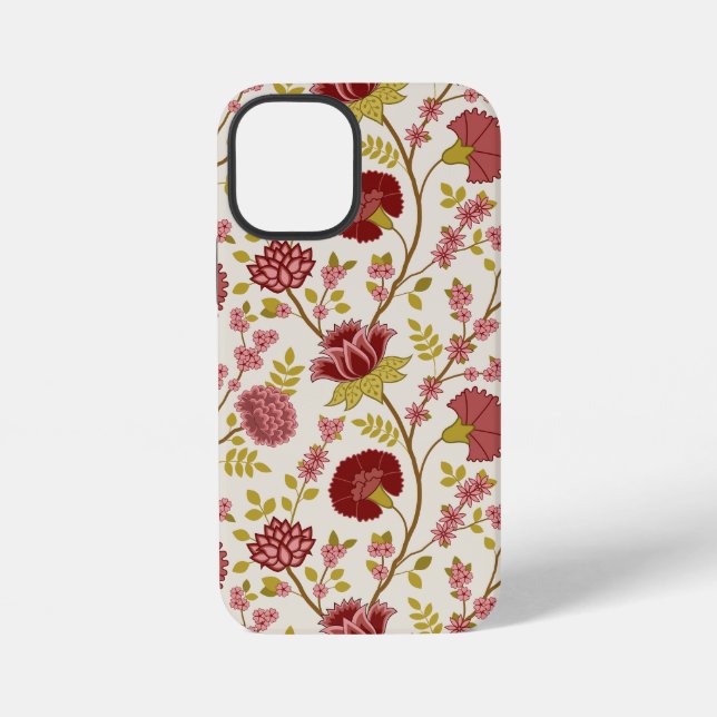Jacobean Floral Big Pattern Reds Pinks Gold Cream iPhone Case (Back)