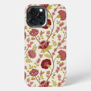Jacobean Floral Big Pattern Reds Pinks Gold Cream iPhone 13 Pro Max Case