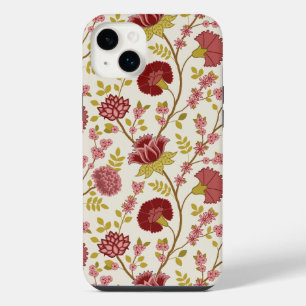 Jacobean Floral Big Pattern Reds Pinks Gold Cream iPhone 14 Plus Case