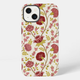 Jacobean Floral Big Pattern Reds Pinks Gold Cream iPhone 13 Case