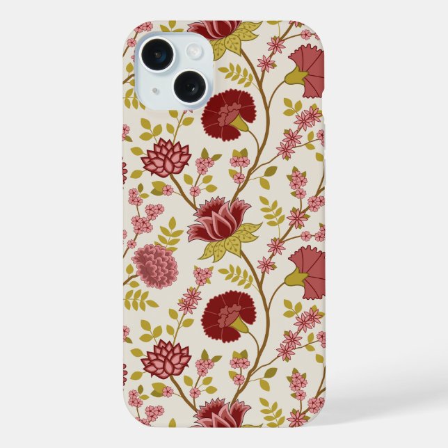 Jacobean Floral Big Pattern Reds Pinks Gold Cream iPhone Case (Back)