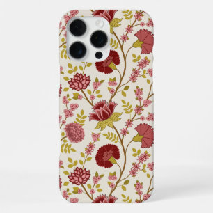 Jacobean Floral Big Pattern Reds Pinks Gold Cream iPhone 16 Pro Max Case