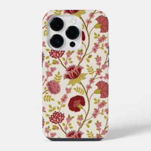 Jacobean Floral Big Pattern Reds Pinks Gold Cream iPhone 14 Pro Case