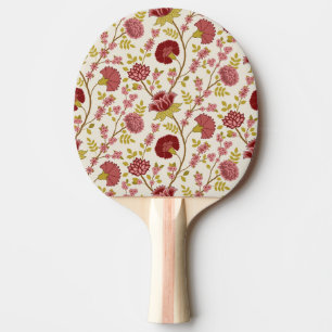 Jacobean Floral Big Pattern Reds Pinks Gold Cream Ping Pong Paddle