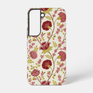 Jacobean Floral Big Pattern Reds Pinks Gold Cream Samsung Galaxy Case