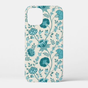 Jacobean Floral Big Pattern Teals on Cream iPhone 12 Mini Case