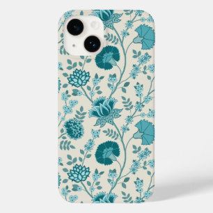 Jacobean Floral Big Pattern Teals on Cream Case-Mate iPhone 14 Case