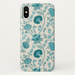 Jacobean Floral Big Pattern Teals on Cream Case-Mate iPhone Case