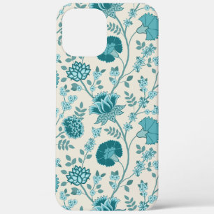 Jacobean Floral Big Pattern Teals on Cream iPhone 12 Pro Max Case