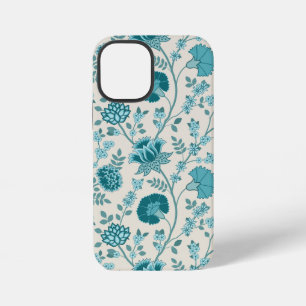 Jacobean Floral Big Pattern Teals on Cream iPhone 12 Mini Case