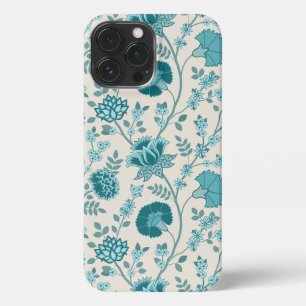 Jacobean Floral Big Pattern Teals on Cream iPhone 13 Pro Max Case