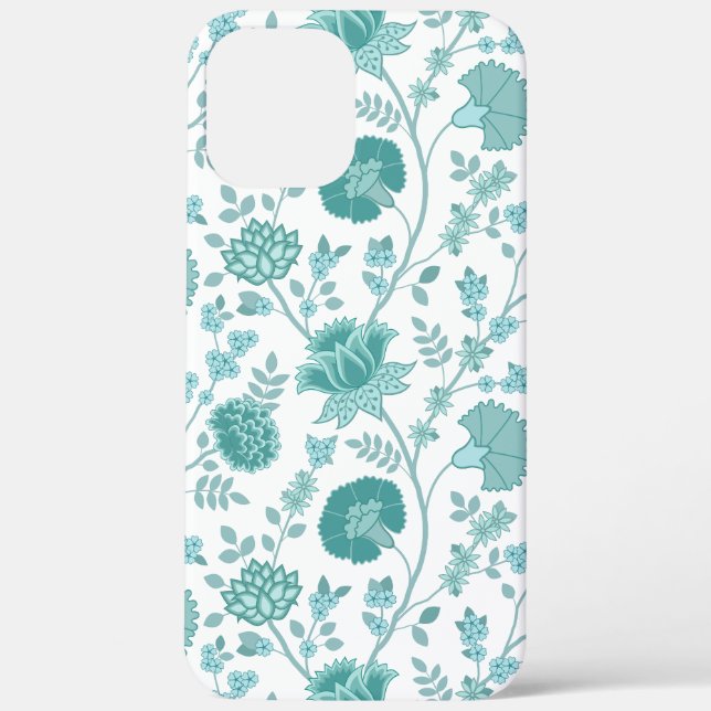 Jacobean Floral Big Pattern Teals on White Case-Mate iPhone Case (Back)