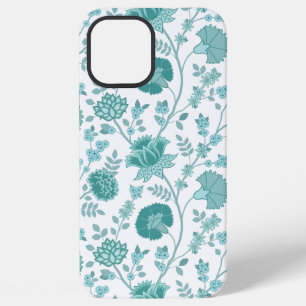 Jacobean Floral Big Pattern Teals on White iPhone 12 Pro Max Case