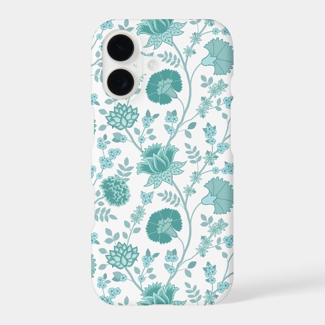 Jacobean Floral Big Pattern Teals on White Samsung Galaxy Case (Back)