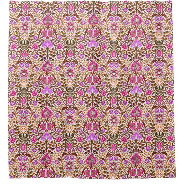 Jacobean Floral Damask, Pink, Violet and Brown  (Front)